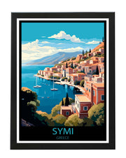 SYMI GREECE TRAVEL POSTER PRINT ISLAND WANDERLUST WALL ART PRINTS BLACK