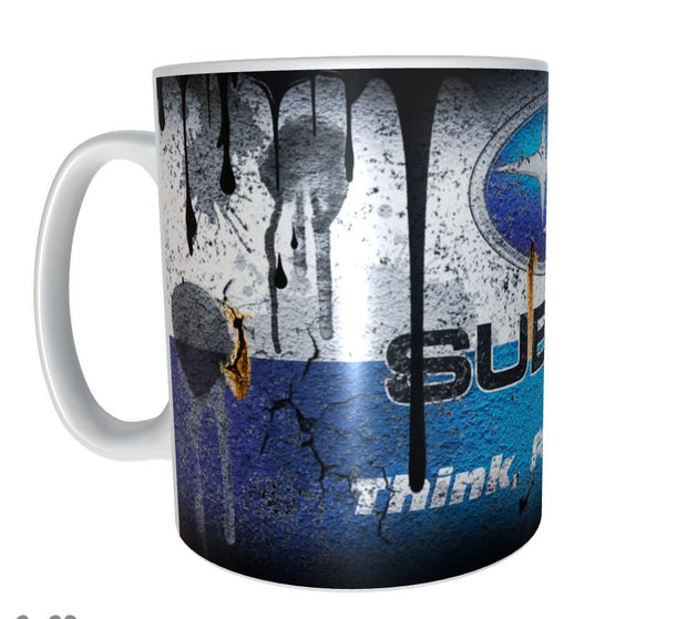 Suburu car design oil mug 11oz ceramic mug gift for men distressed retro xmas