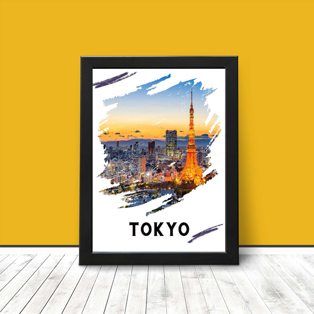 Tokyo Travel Poster Print Modern Wall Art Cityscape Landmark Architecture