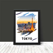 Tokyo Travel Poster Print Modern Wall Art Cityscape Landmark Architecture