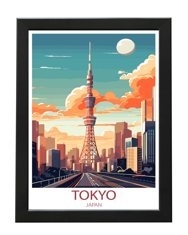 TOKYO TOWER TRAVEL POSTER PRINT ILLUSTRATION RETRO WALL ART PRINTS WHITE