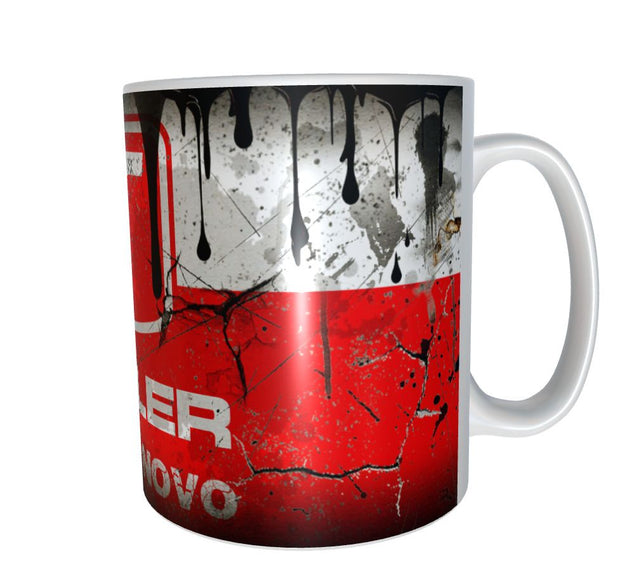 Troller designer car oil mug 11oz ceramic mug gift for men distressed retro xmas