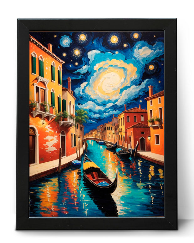 Italy Venice Canals Post-impressionist inspired Travel Wall Art Poster Print