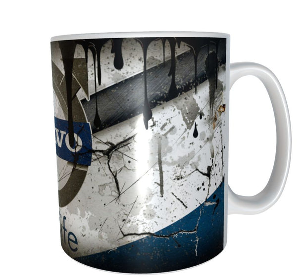 Volvo designer car oil mug 11oz ceramic mug gift for men distressed retro xmas