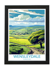 WENSLEYDALE YORKSHIRE DALES POSTER PRINT RETRO WALL ART ADVENTURE COLLECTION WHITE