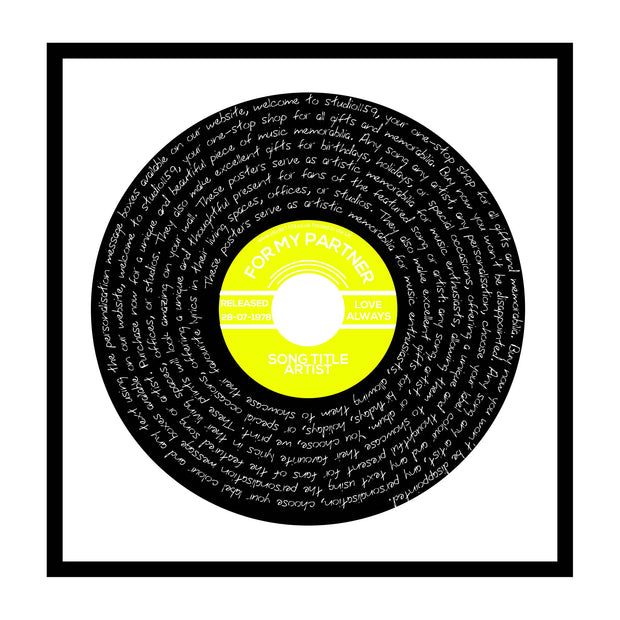 Personalised Song Lyric Poster Prints, Vinyl Record Wall Art - Any Song 9