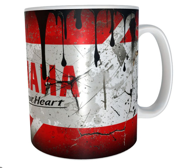 Yamaha bike design oil mug 11oz ceramic mug gift for men distressed retro xmas