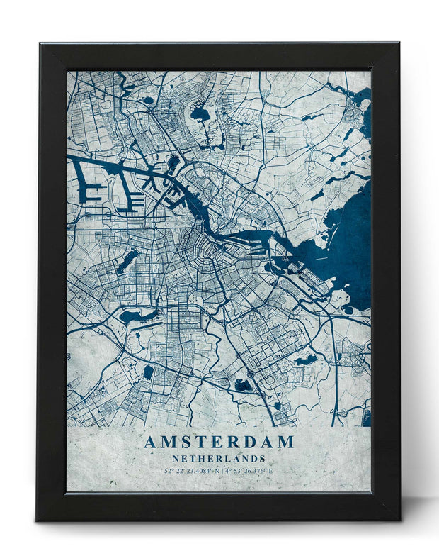 AMSTERDAM CITY MAP WALL ART WORK UNIQUE VINTAGE POSTER MAP COLLECTION
