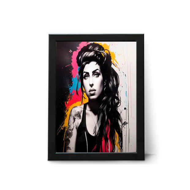 Amy Winehouse Black and White Portrait, Pop Art Poster Print