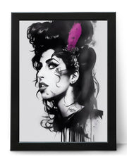 Amy Winehouse Black and White Portrait Beautiful Poster Print