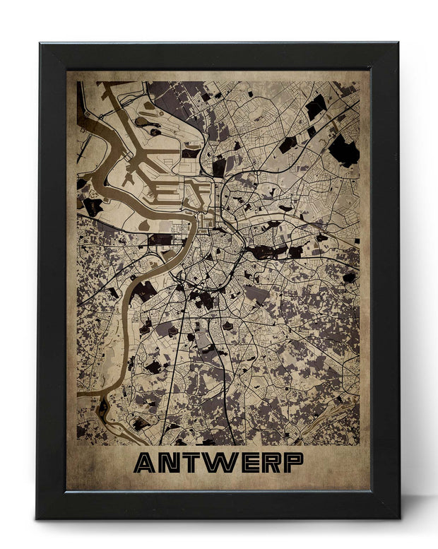 ANTWERP CITY MAP WALL ART POSTER VINTAGE PRINT ART POSTER MAP COLLECTION