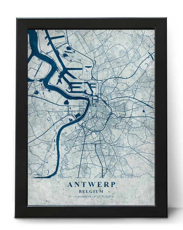 ANTWERP CITY MAP WALL ART UNIQUE VINTAGE WALL POSTER MAP COLLECTION