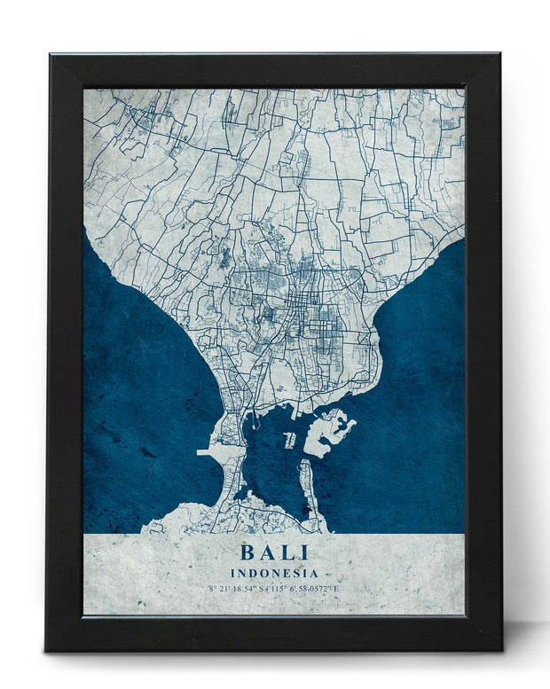 BALI CITY MAP WALL ART PRINT GALLERY VINTAGE WALL POSTER MAP COLLECTION