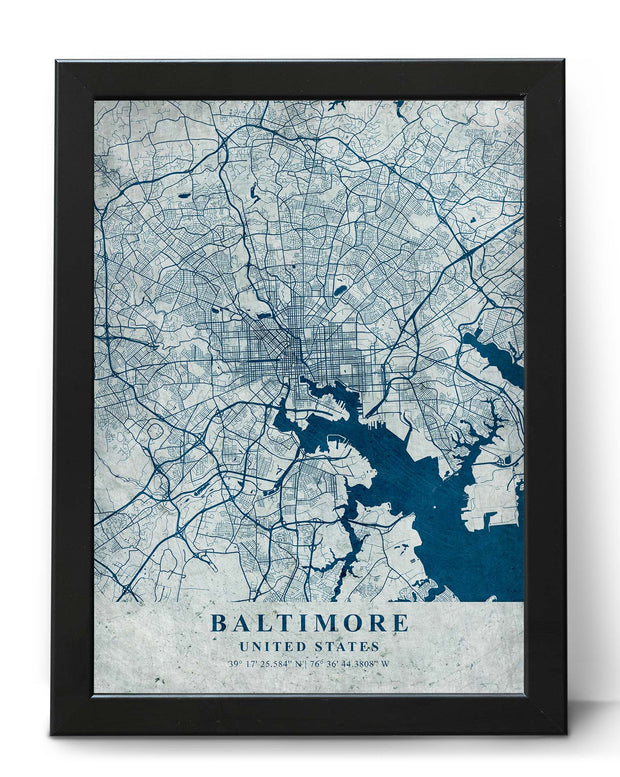 BALTIMORE CITY MAP WALL ART GALLERY VINTAGE WALL POSTER MAP COLLECTION