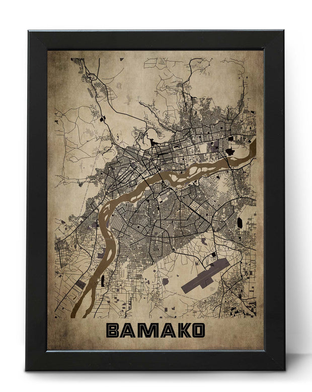 BAMAKO CITY MAP WALL ART DECOR VINTAGE WALL GALLERY POSTER MAP COLLECTION