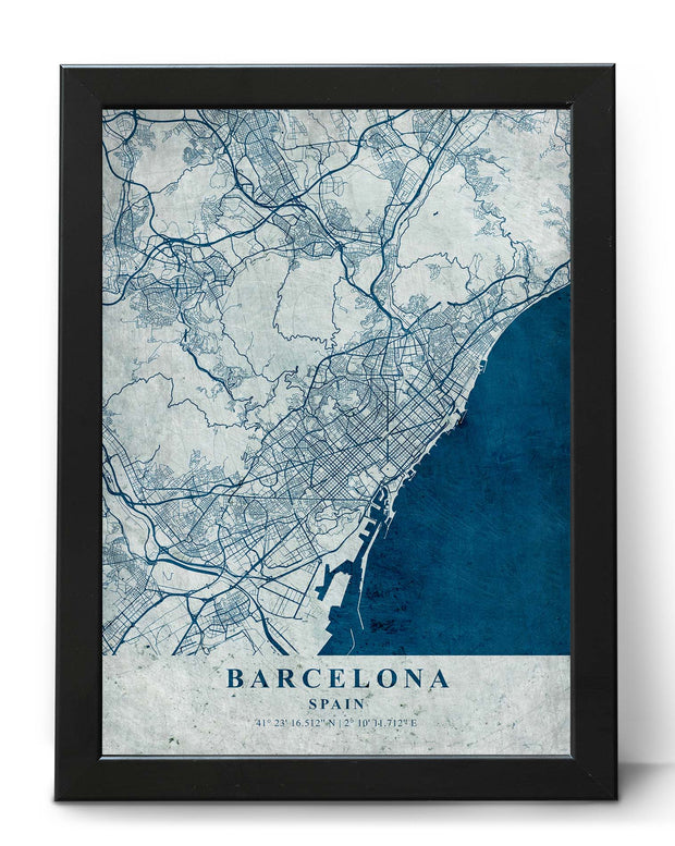 BARCELONA CITY MAP WALL ART WORK VINTAGE DECOR WALL POSTER MAP COLLECTION