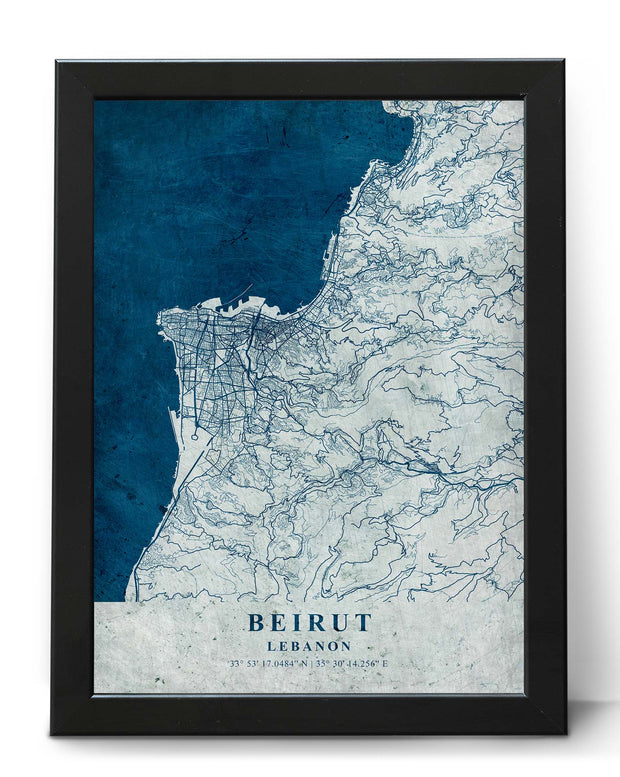 BEIRUT CITY MAP WALL ART PRINT WORK VINTAGE DECOR POSTER MAP COLLECTION