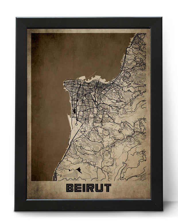 BEIRUT CITY MAP WALL ART VINTAGE WALL DECOR GALLERY POSTER MAP COLLECTION