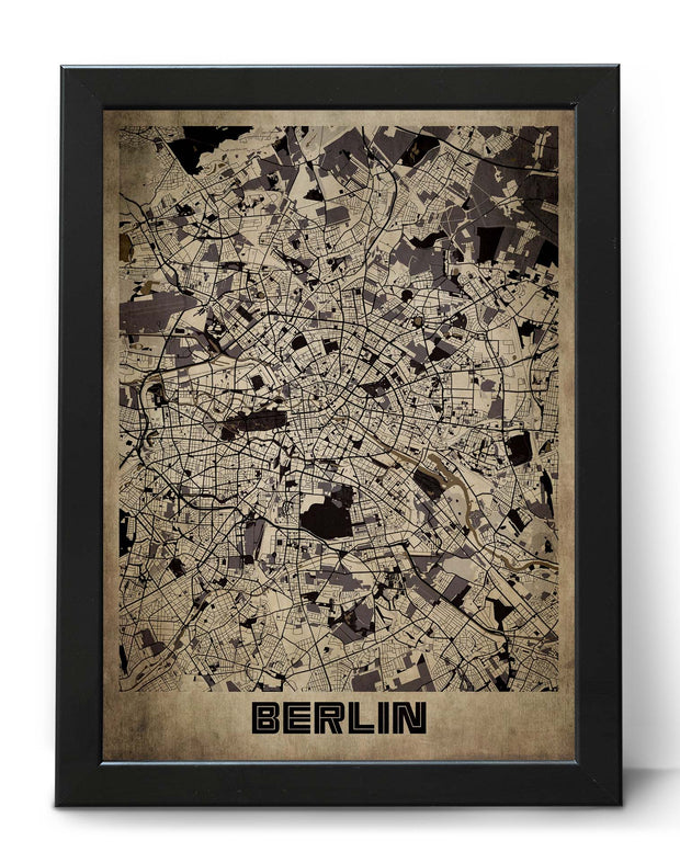 BERLIN CITY MAP WALL ART VINTAGE WALL DECOR ART WORK POSTER MAP COLLECTION