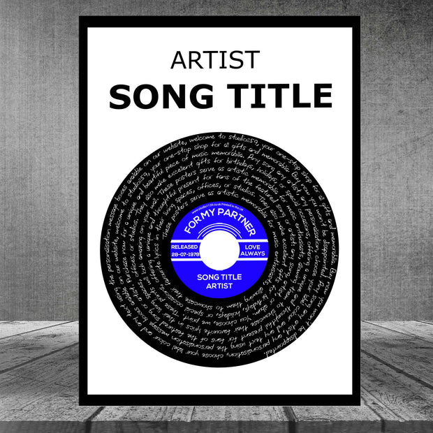 Song Lyric Print Custom Poster, Personalised Vinyl Record Wall Art 2