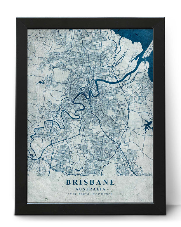 BRISBANE CITY MAP WALL ART GALLERY VINTAGE DECOR POSTER MAP COLLECTION