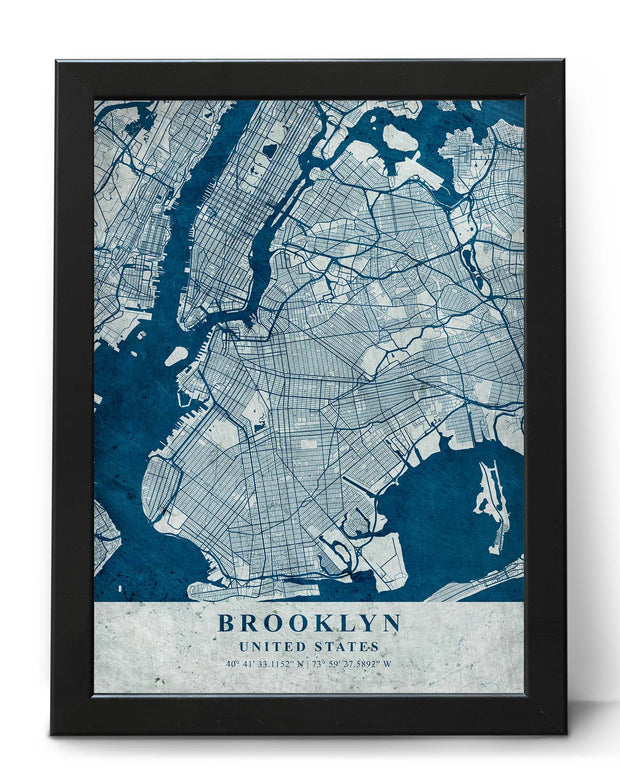 BROOKLYN CITY MAP WALL ART VINTAGE DECOR ART WORK POSTER MAP COLLECTION