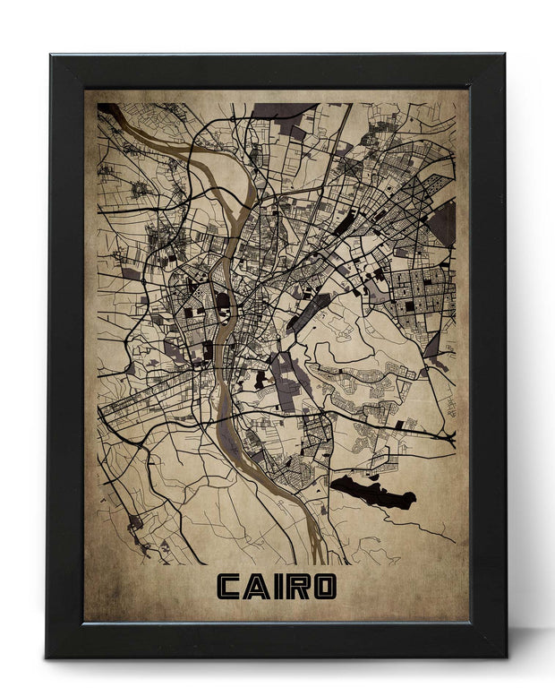 CAIRO CITY MAP WALL ART WORK DECOR VINTAGE FRAME ART POSTER MAP COLLECTION