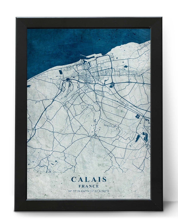 CALAIS CITY MAP WALL FRAME ART VINTAGE WORK WALL POSTER MAP COLLECTION