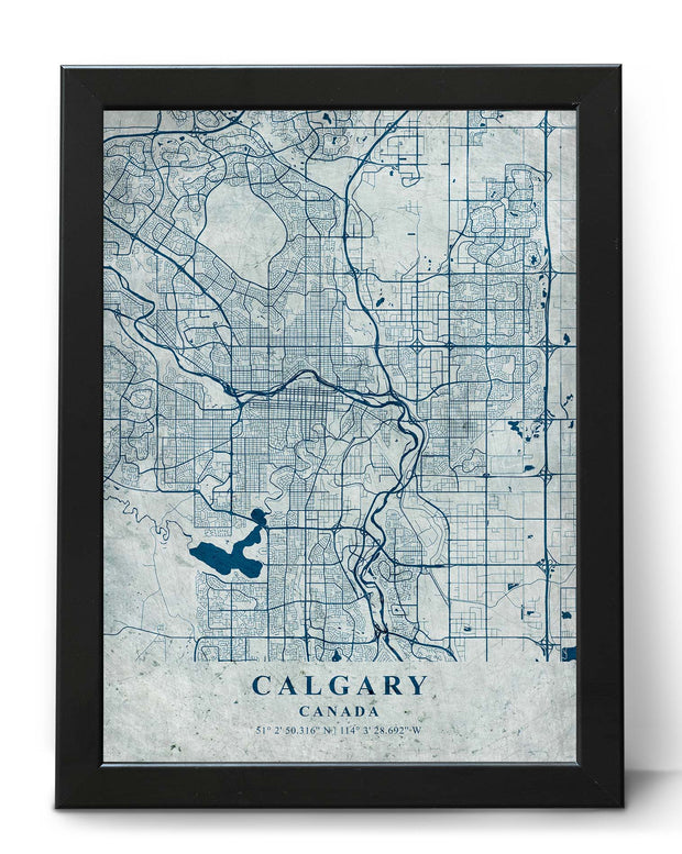 CALGARY CITY MAP WALL FRAME ART VINTAGE WALL ART POSTER MAP COLLECTION