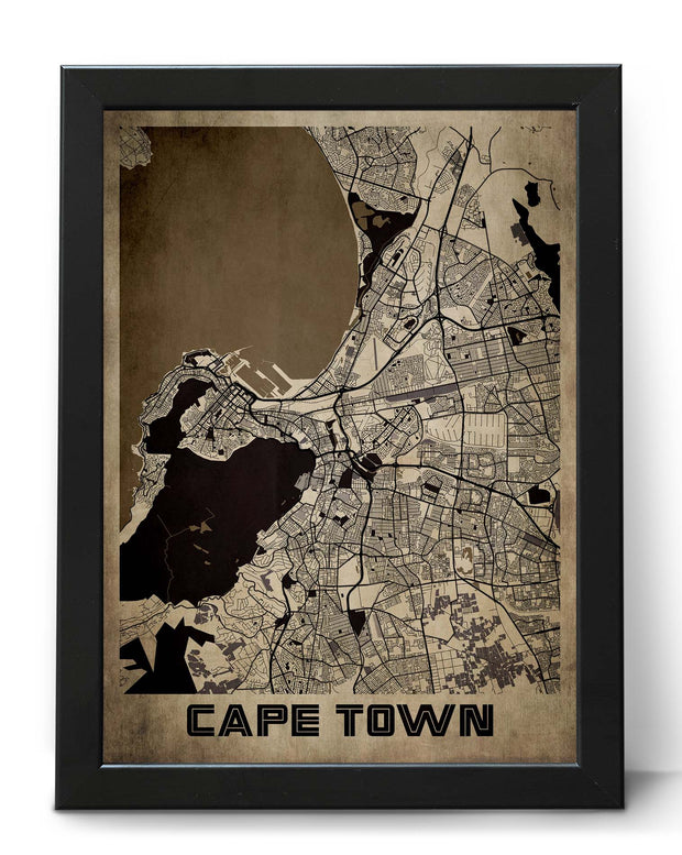 CAPE TOWN CITY MAP WALL ART PRINT VINTAGE ART WALL POSTER MAP COLLECTION