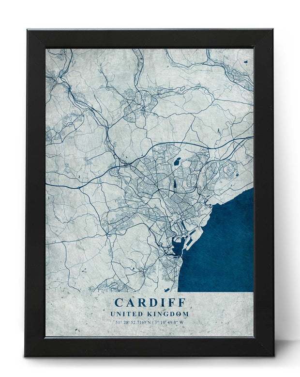 CARDIFF CITY MAP WALL VINTAGE WALL ART DECOR WORK POSTER MAP COLLECTION