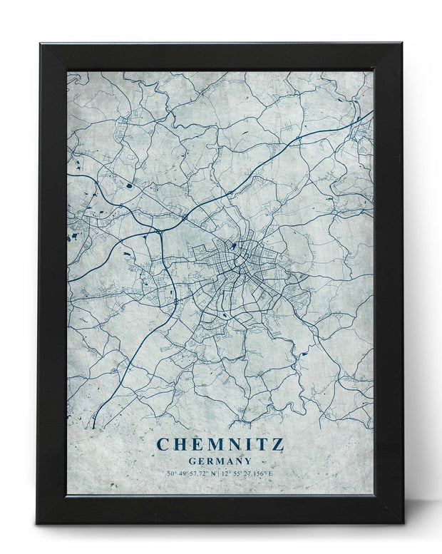 CHEMNITZ CITY MAP WALL ART CANVAS VINTAGE DECOR ART POSTER MAP COLLECTION