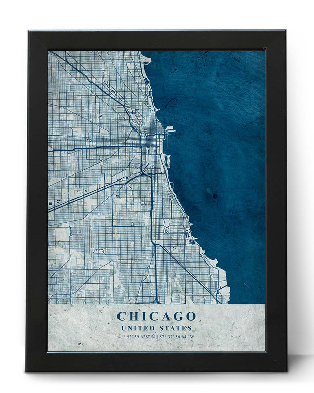 CHICAGO CITY MAP WALL ART UNIQUE VINTAGE PRINT ART POSTER MAP COLLECTION