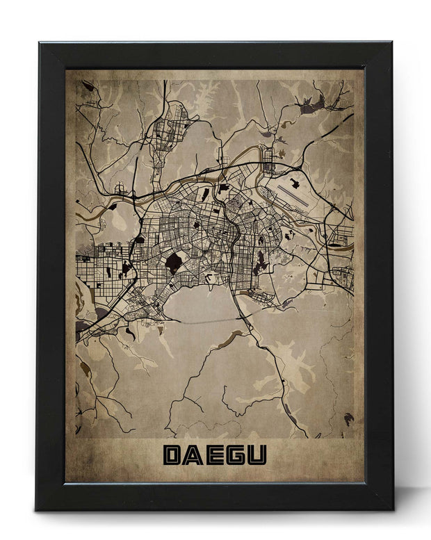 DAEGU CITY MAP WALL ART VINTAGE WALL ART PRINT POSTER MAP COLLECTION