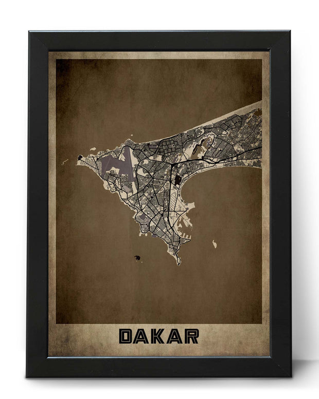 DAKAR CITY MAP WALL ART WORK VINTAGE ART PRINT POSTER MAP COLLECTION