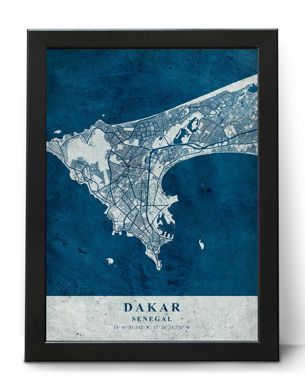DAKAR CITY MAP WALL ART PRINT UNIQUE VINTAGE DECOR POSTER MAP COLLECTION