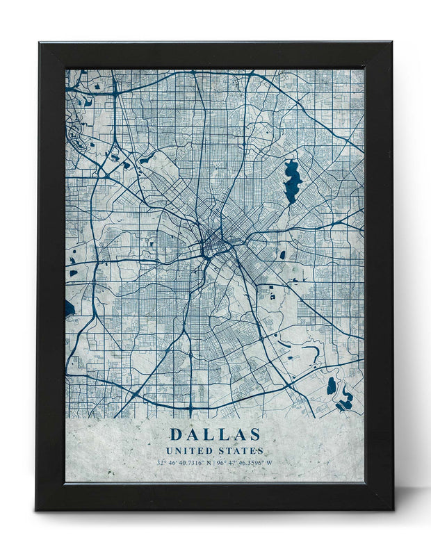 DALLAS CITY MAP WALL ART UNIQUE VINTAGE WALL ART POSTER MAP COLLECTION