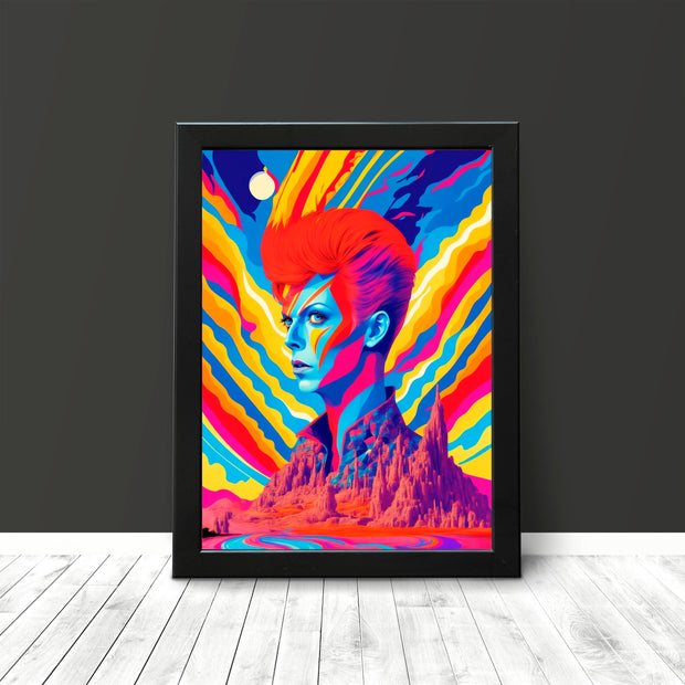 David Bowie Psychedelic Pop Art Poster Surrealistic Aladdin Sane-inspired Print