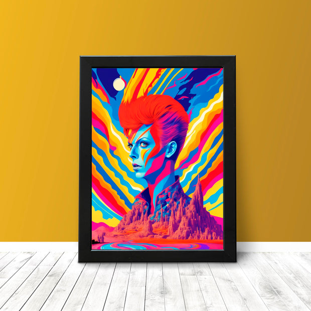 David Bowie Psychedelic Pop Art Poster Surrealistic Aladdin Sane-inspired Print