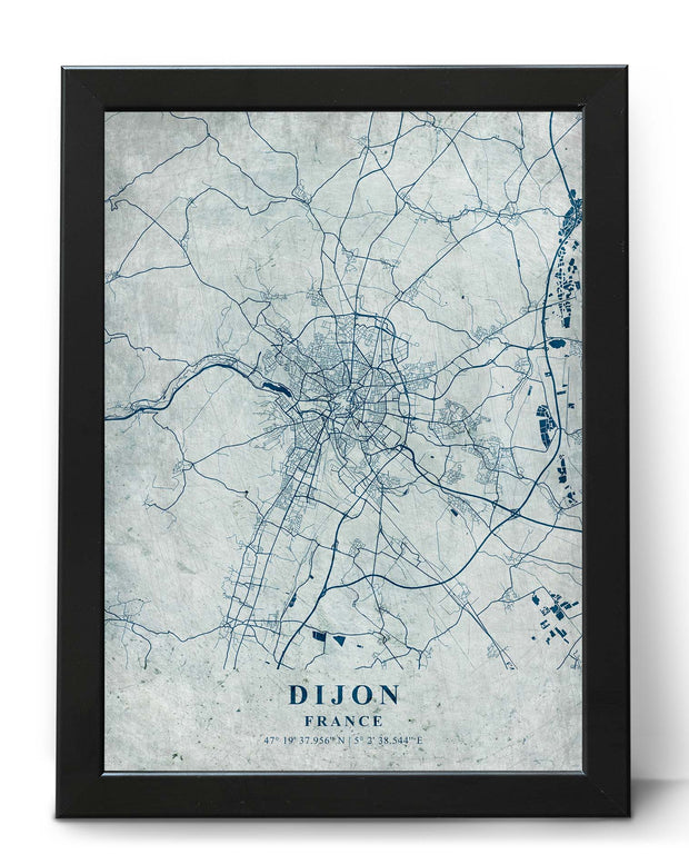 DIJON CITY MAP WALL ART CANVAS VINTAGE FRAME WALL POSTER MAP COLLECTION