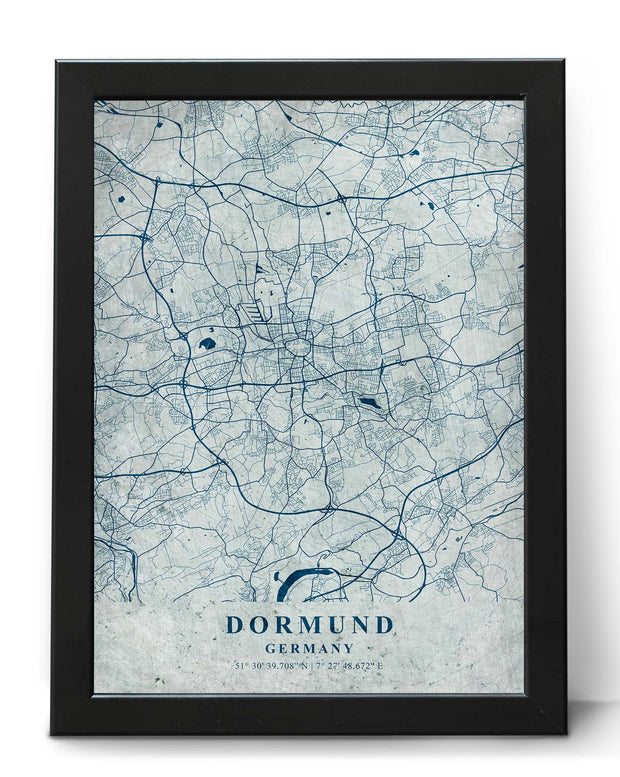 DORTMUND CITY MAP WALL ART CANVAS VINTAGE WALL ART POSTER MAP COLLECTION