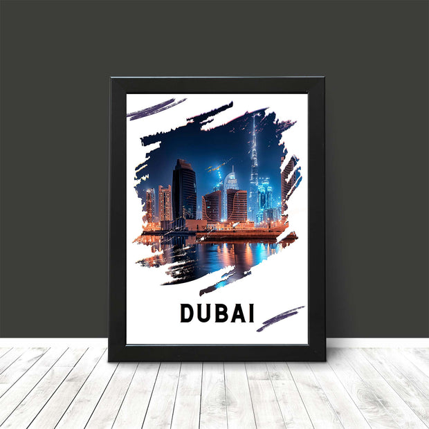 Dubai Poster Print - Cityscape Wall Art - Contemporary Landmark Art Print