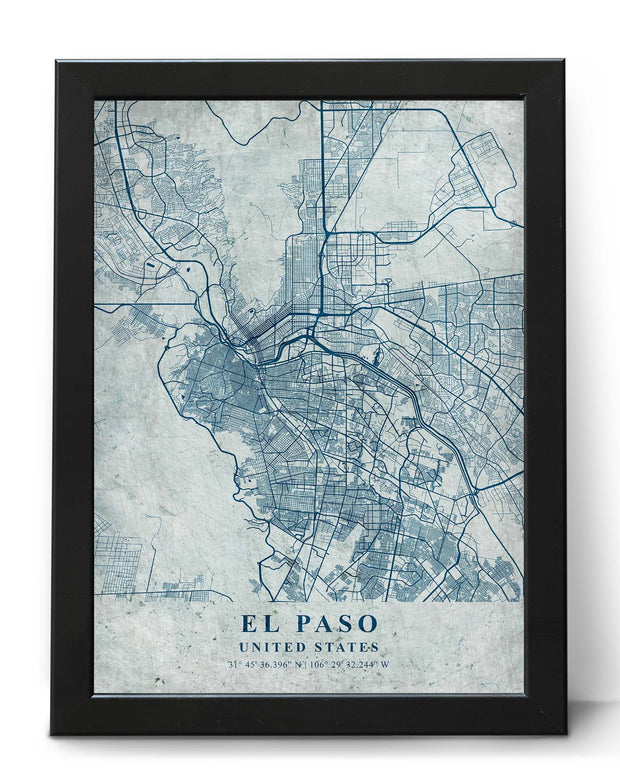 EL PASO CITY MAP WALL ART GALLERY VINTAGE ART WORK POSTER MAP COLLECTION