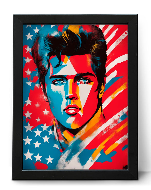 Elvis Presley Portrait Poster Print Vibrant Abstract Rock and Roll Wall Art