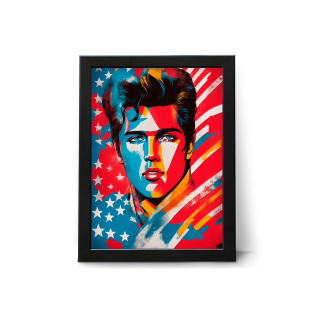 Elvis Presley Portrait Poster Print Vibrant Abstract Rock and Roll Wall Art