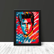 Elvis Presley Portrait Poster Print Vibrant Abstract Rock and Roll Wall Art