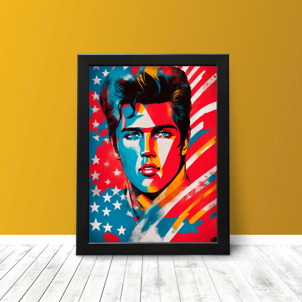 Elvis Presley Portrait Poster Print Vibrant Abstract Rock and Roll Wall Art