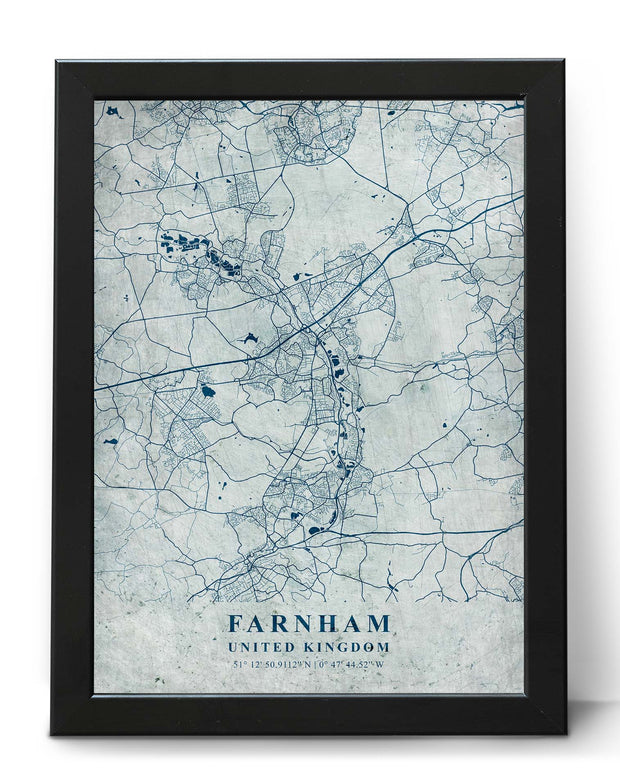 FARNHAM CITY MAP WALL ART GALLERY VINTAGE DECOR ART POSTER MAP COLLECTION