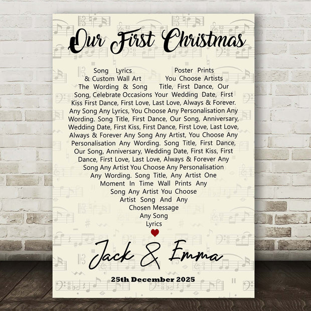 Personalised Song Lyric Poster Prints Custom Script Wall Art - Any Song