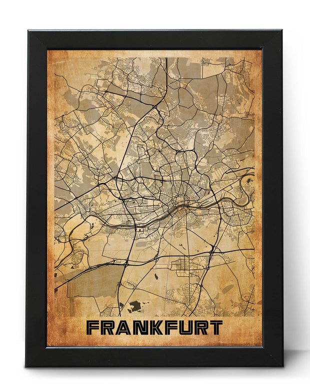 FRANKFURT CITY MAP WALL ART VINTAGE WALL PRINT UNIQUE POSTER MAP COLLECTION